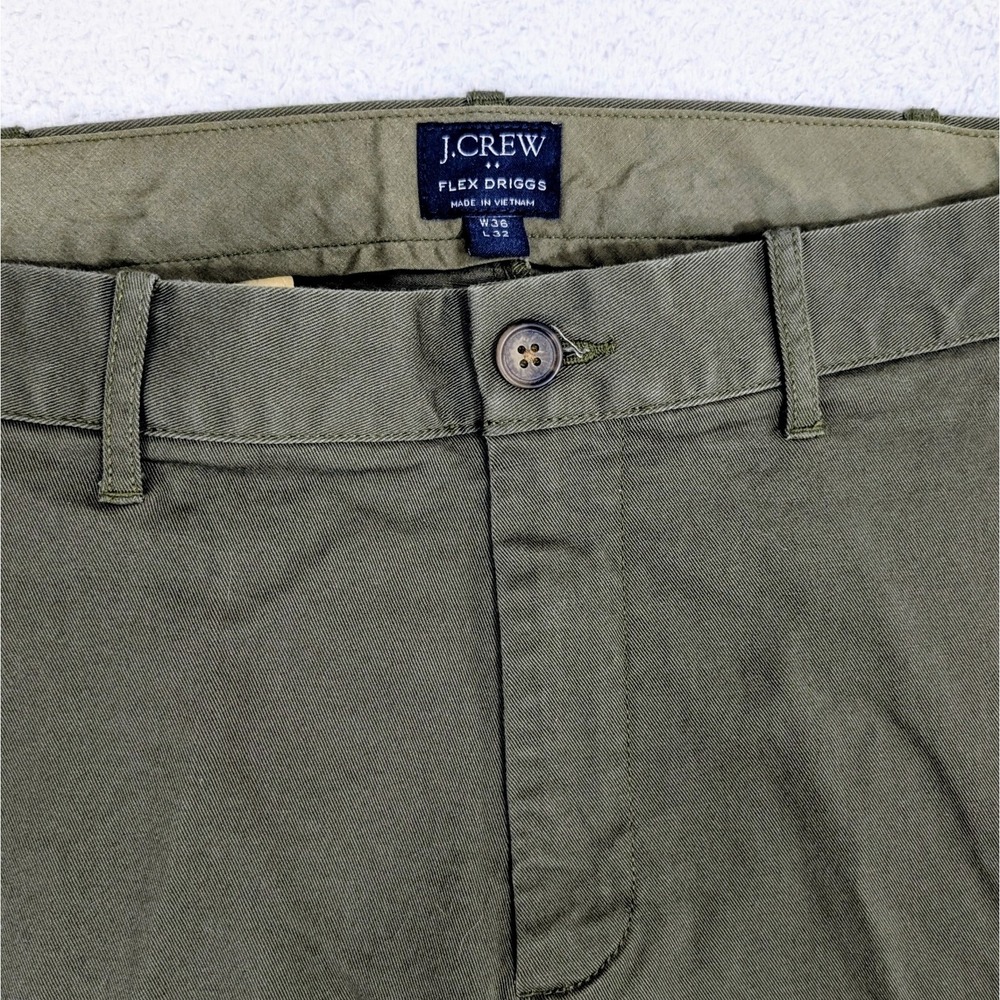 NEW J Crew Pants Mens 36x32 ARMY Green Driggs Chino Flex Stretch Straight Casual